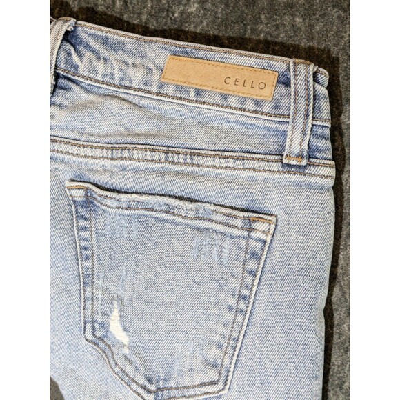 Distressed Ripped Straight Leg Jeans Women's Size 5 Grunge Raw Hem Light Wash - Picture 7 of 9